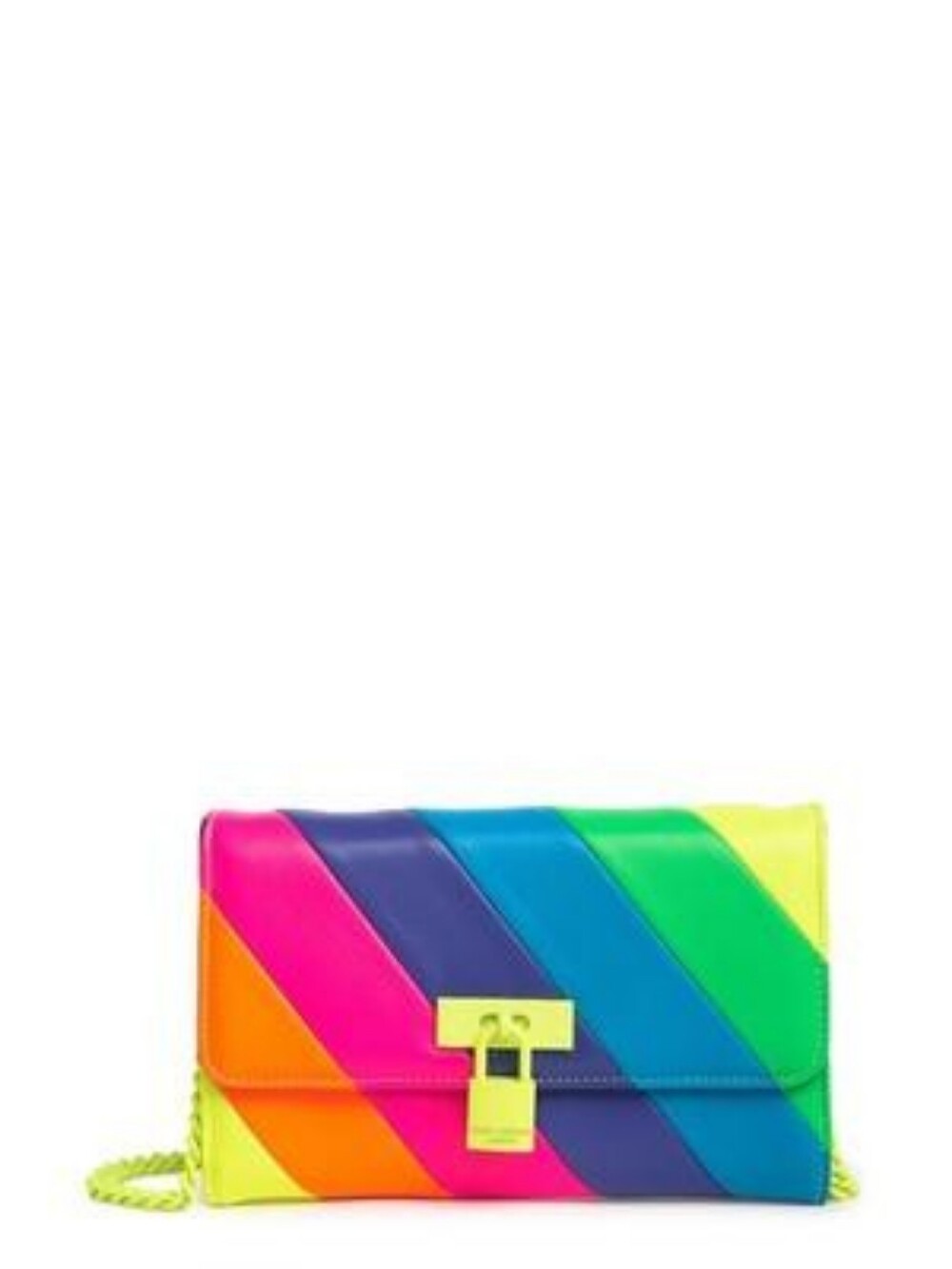 Kurt Geiger Brixton Chain Wallet Multicolor Diagonal Stripe Crossbody Bag New